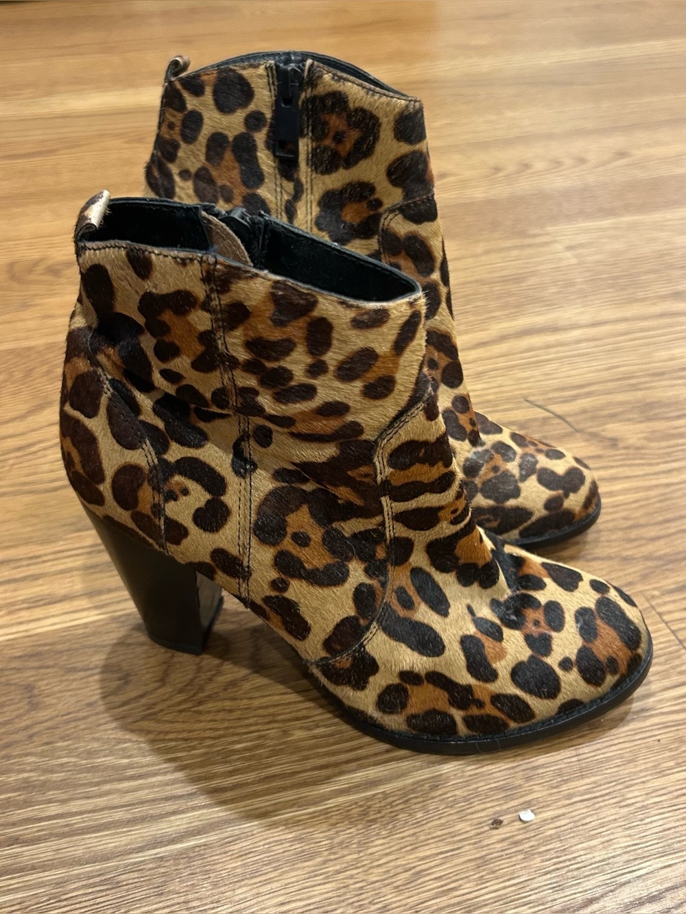 Joie Leopard Calf Hair High Heel Ankle Booties EU 37.5 US 7.5